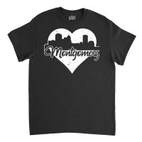 Retro Montgomery Alabama Skyline Heart Distressed Pullover Hoodie Classic T-shirt | Artistshot