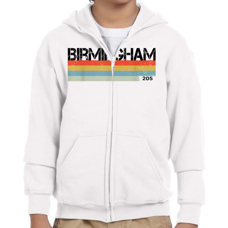 Birmingham, Alabama Area Code 205 Retro Style T Shirt Youth Zipper Hoodie by jacolepachew | Artistshot