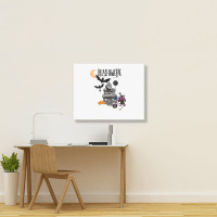 Funny Halloween Witch Haunted Castle, Flying Bats Wicca Tee T Shirt Landscape Canvas Print | Artistshot