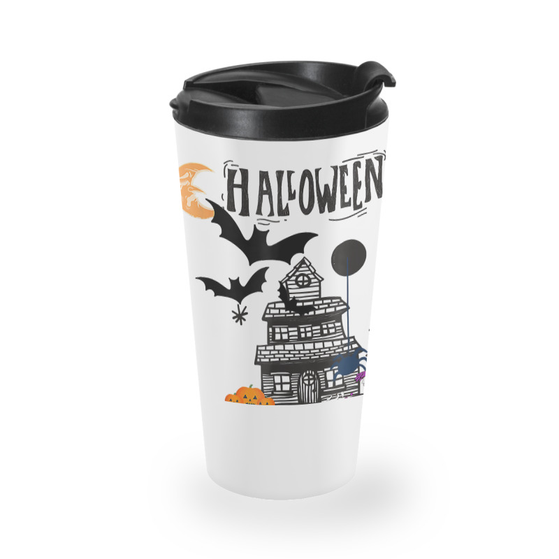 Funny Halloween Witch Haunted Castle, Flying Bats Wicca Tee T Shirt Travel Mug | Artistshot