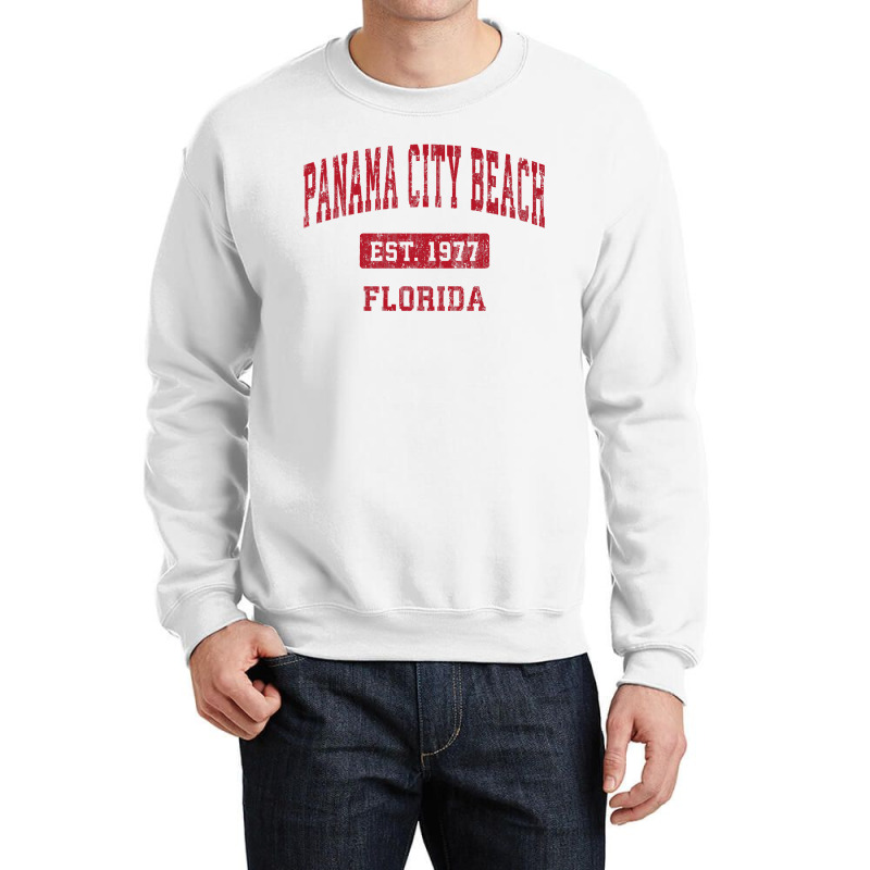 Mens Panama City Beach Florida Fl Vintage Sports Design Red Desig Prem Crewneck Sweatshirt by PhoebeHaggett | Artistshot