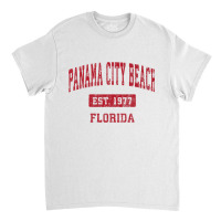 Mens Panama City Beach Florida Fl Vintage Sports Design Red Desig Prem Classic T-shirt | Artistshot