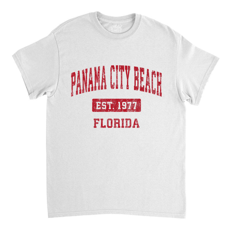 Mens Panama City Beach Florida Fl Vintage Sports Design Red Desig Prem Classic T-shirt by PhoebeHaggett | Artistshot