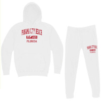 Mens Panama City Beach Florida Fl Vintage Sports Design Red Desig Prem Hoodie & Jogger Set | Artistshot