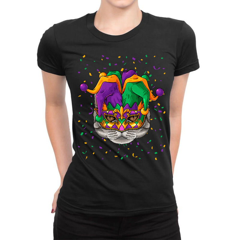 American Shorthair Mardi Gras T  Shirt American Shorthair Mardi Gras F Ladies Fitted T-Shirt by brekkeelton | Artistshot