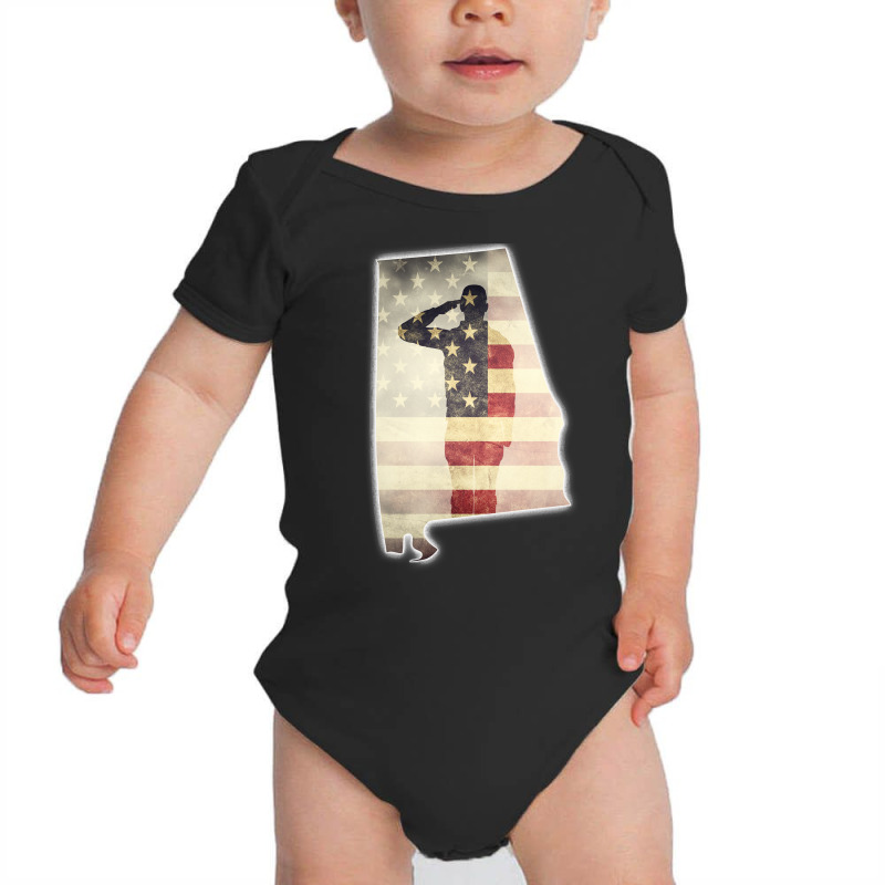 Patriotic Alabama Soldier Saluting Us Flag Tee Aag001 Baby Bodysuit by juleakuehneman | Artistshot