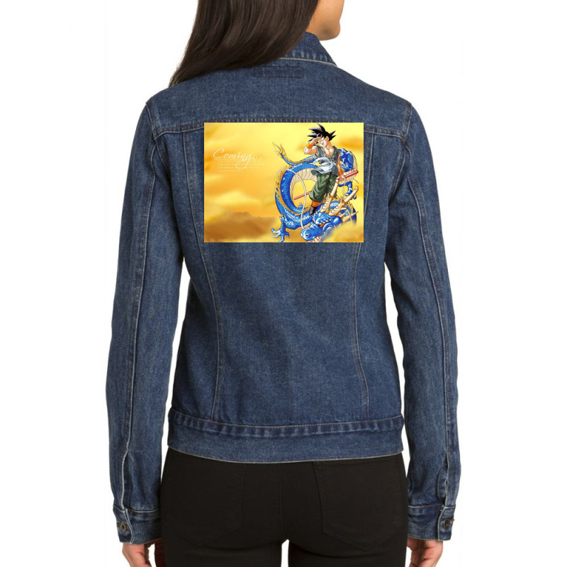 Blue Giant Dragon Ladies Denim Jacket by TobyShop | Artistshot