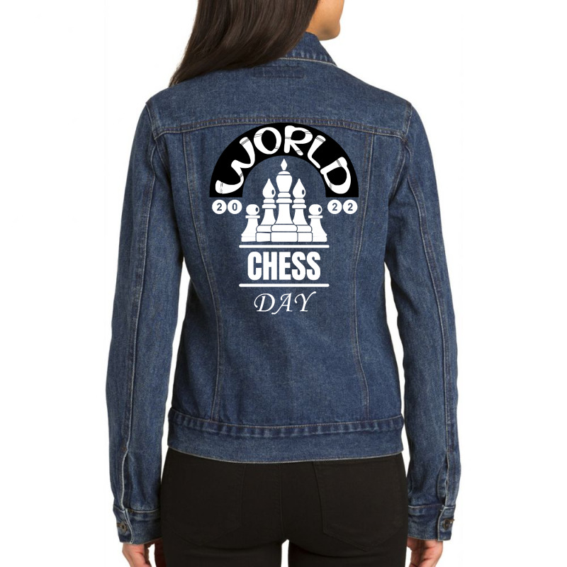 Chess Player T  Shirt International Chess Day Ladies Denim Jacket by blossomparkour | Artistshot