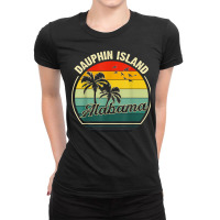 Vintage Dauphin Island Alabama Summer Vacation Sunset Palm T Shirt Ladies Fitted T-shirt | Artistshot