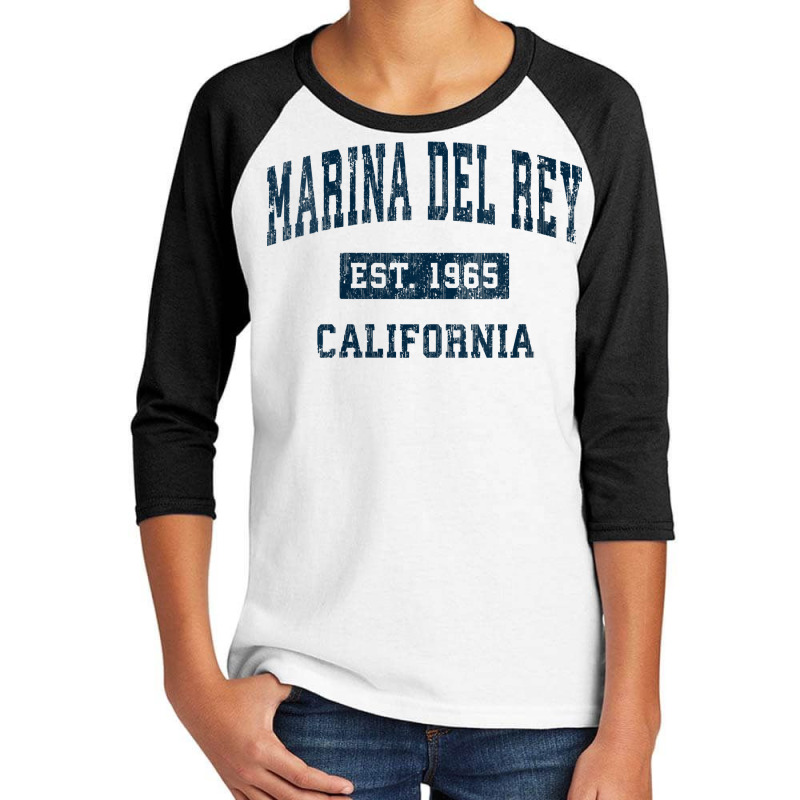 Womens Marina Del Rey California Ca Vintage Sports Design Navy V Neck Youth 3/4 Sleeve by darinelelwell | Artistshot