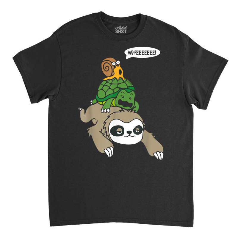 Sloth Turtle Snail Piggyback T Shirt Animal Running Wild Tee Classic T-shirt by aryanahjerich | Artistshot