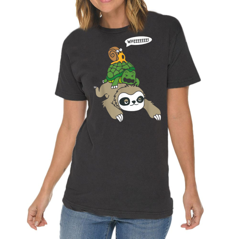 Sloth Turtle Snail Piggyback T Shirt Animal Running Wild Tee Vintage T-Shirt by aryanahjerich | Artistshot