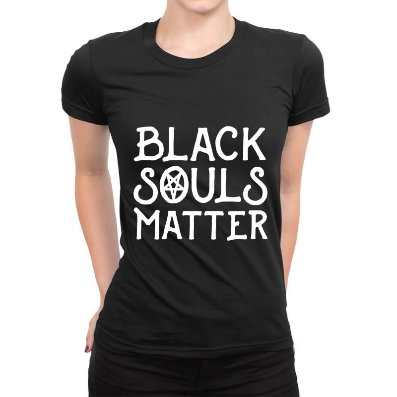 Black Souls Matter Horror Scary Ladies Fitted T-Shirt by TaneaMartese | Artistshot