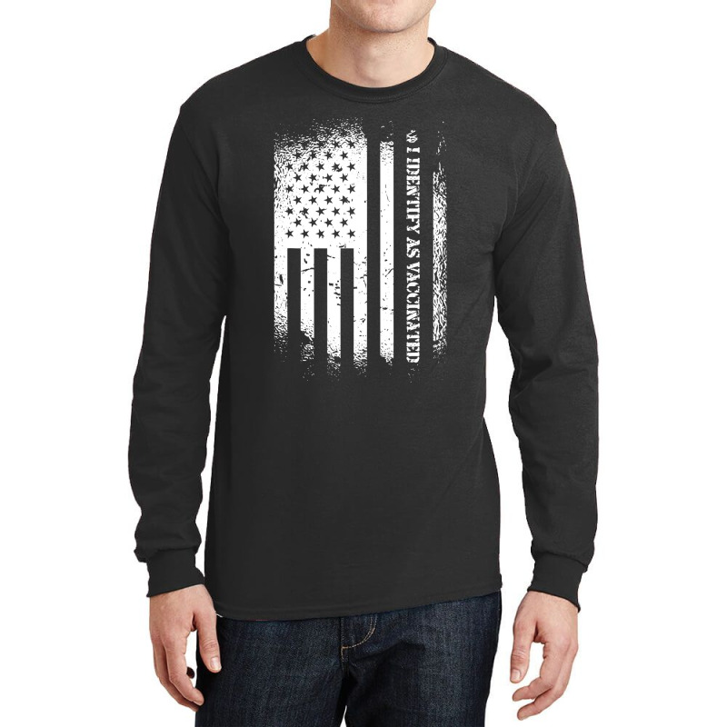 I Identify As Vaccinated With American Flag Long Sleeve Shirts by VictorCruz | Artistshot