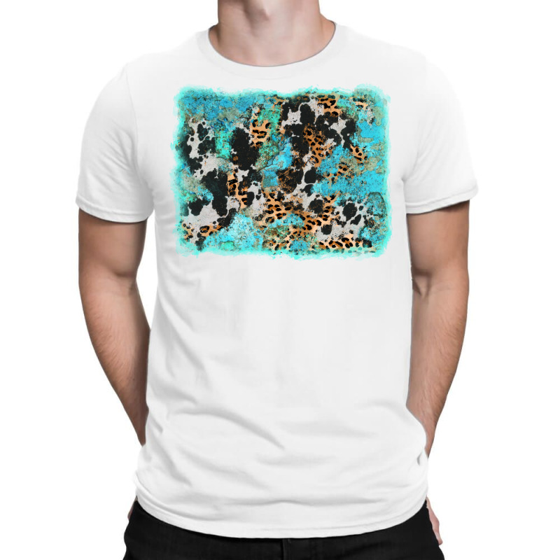 Turquoise Cowhide Leopard Background T-shirt | Artistshot