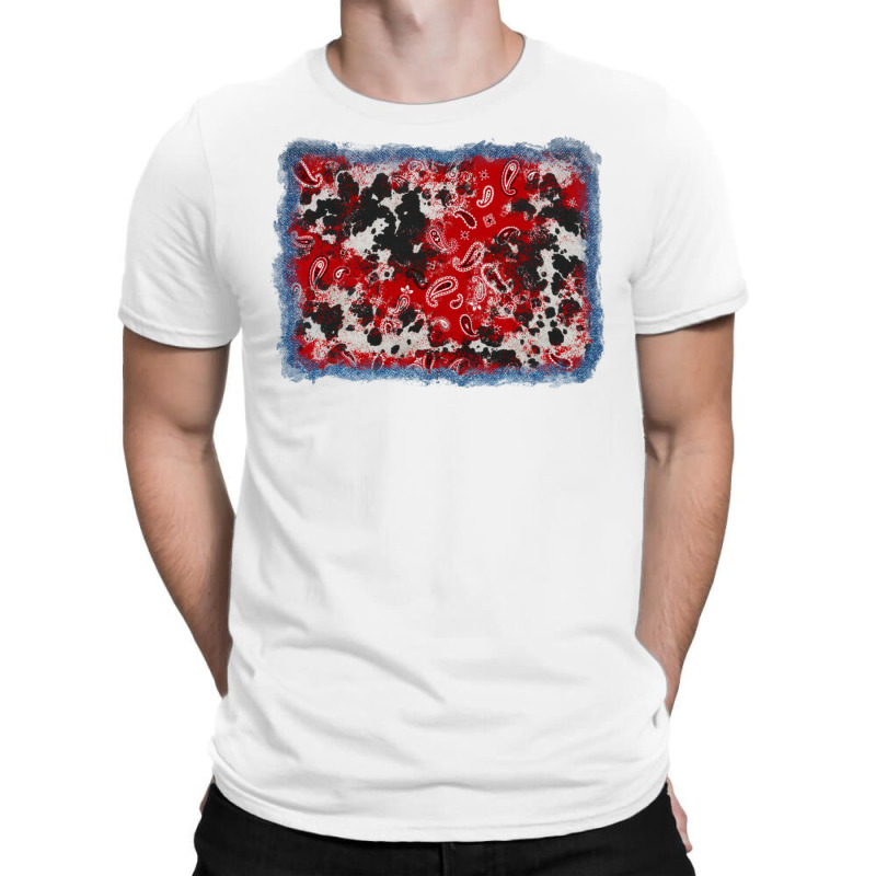 Bandana Cowhide Denim Background T-shirt | Artistshot