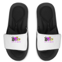 Peace Love King Cake Funny Mardi Gras Party Carnival Gifts T Shirt Slide Sandal | Artistshot