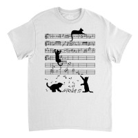 Funny Black Cat Climbing Playing Sheet Music Note Lover Cat T Shirt Classic T-shirt | Artistshot