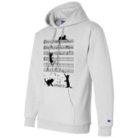 Funny Black Cat Climbing Playing Sheet Music Note Lover Cat T Shirt Champion Hoodie | Artistshot