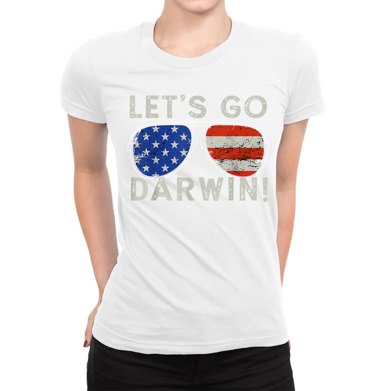 Aviator Sunglasses American Flag Let’s Go Darwin T Shirt Ladies Fitted T-Shirt by James William | Artistshot