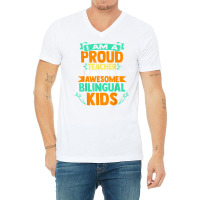 Proud School Teacher Bilingual Kids T Shirt V-neck Tee | Artistshot