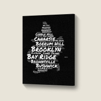 Brooklyn New York Neighborhoods Word Cloud Brooklyn T Shirt Portrait Canvas Print | Artistshot