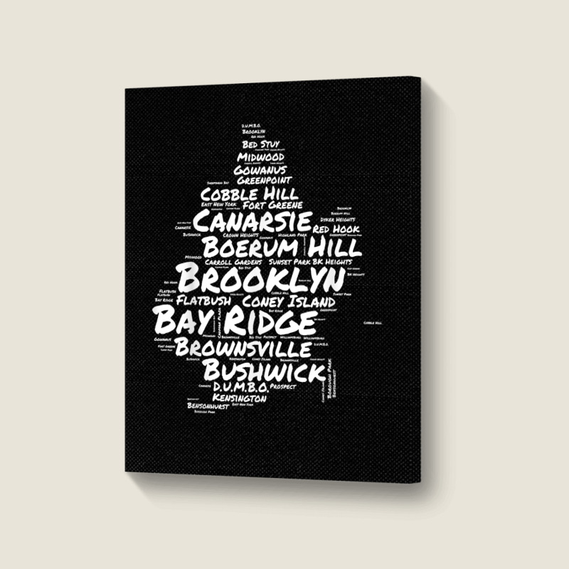 Brooklyn New York Neighborhoods Word Cloud Brooklyn T Shirt Portrait Canvas Print | Artistshot