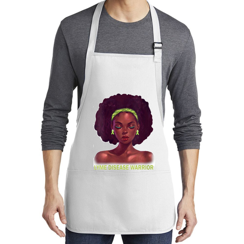 Womens Afro African American Black Woman Lyme Disease Warrior V Neck Medium-length Apron | Artistshot