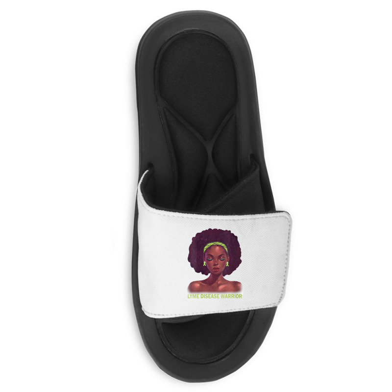 Womens Afro African American Black Woman Lyme Disease Warrior V Neck Slide Sandal | Artistshot