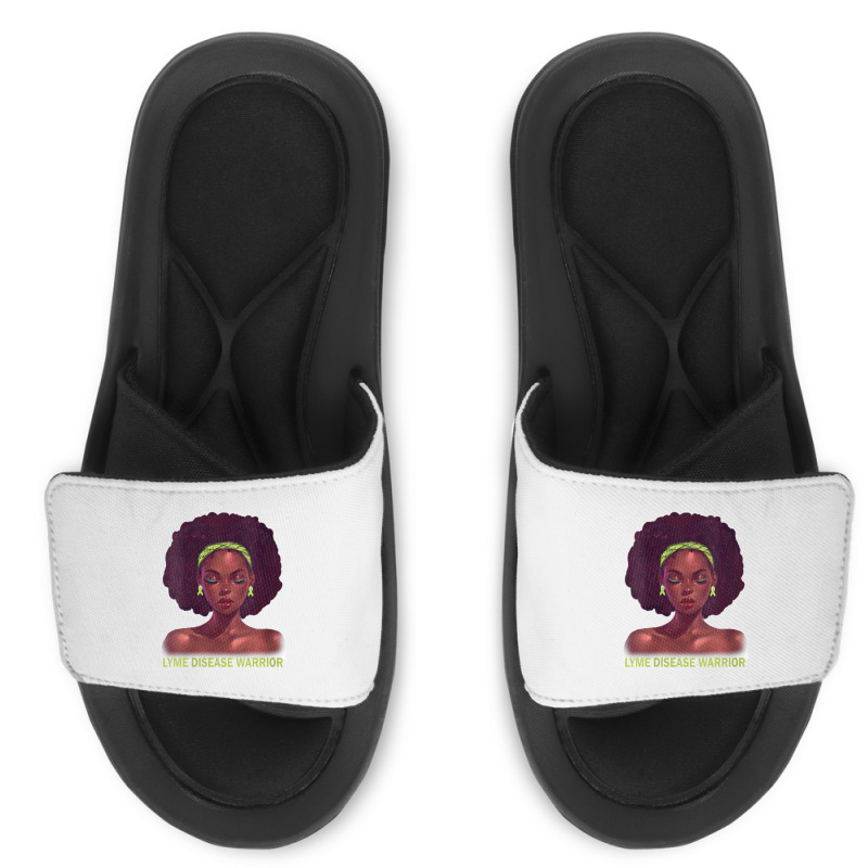 Womens Afro African American Black Woman Lyme Disease Warrior V Neck Slide Sandal | Artistshot