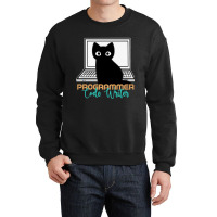 Funny Cat Programmer Code Writer Programming Codin Crewneck Sweatshirt | Artistshot