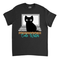 Funny Cat Programmer Code Writer Programming Codin Classic T-shirt | Artistshot