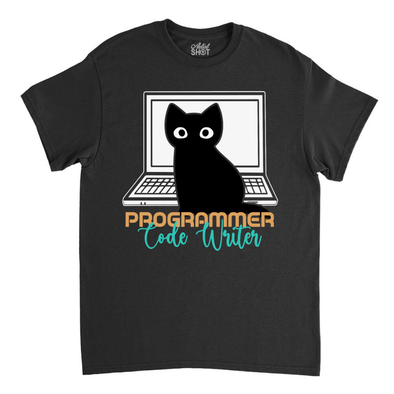 Funny Cat Programmer Code Writer Programming Codin Classic T-shirt | Artistshot