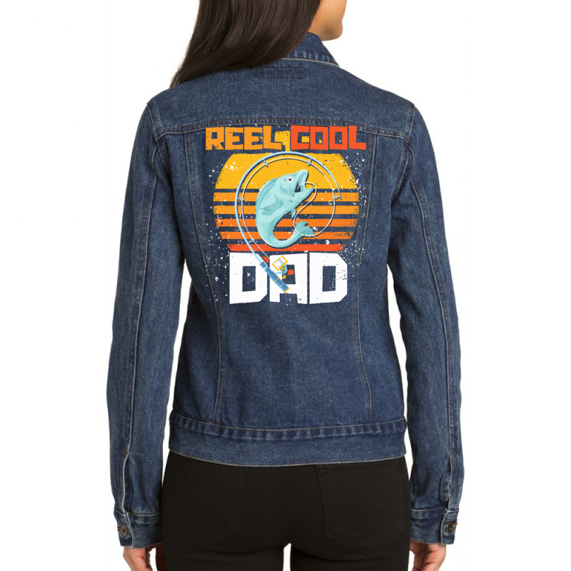 Fishing T  Shirt Fisherman Angle Fish Fathers Day Cool Dad Funny Fishi Ladies Denim Jacket by cardinalsmelt | Artistshot