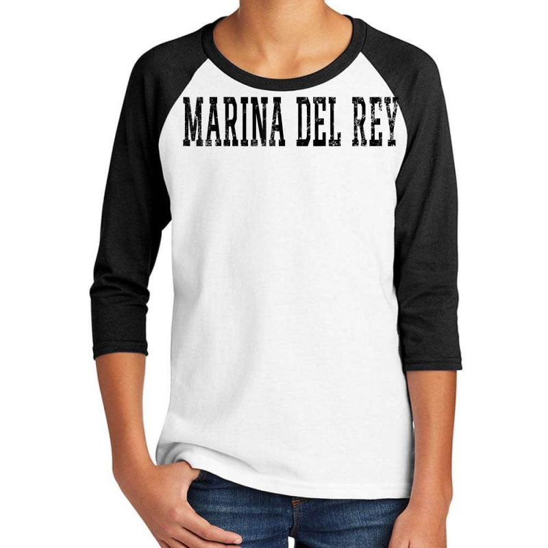 Marina Del Rey Vintage Black Text Apparel T Shirt Youth 3/4 Sleeve by cucciailleveretcq | Artistshot