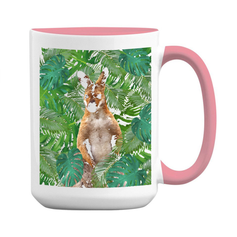 Big Palm Leaves Pattern Blue Color T  Shirt Wallaby Jungle Leaves Mons 15 Oz Coffee Mug | Artistshot