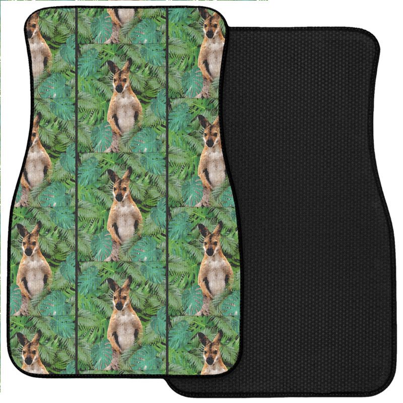 Big Palm Leaves Pattern Blue Color T  Shirt Wallaby Jungle Leaves Mons Front Car Mat | Artistshot