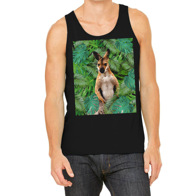 Big Palm Leaves Pattern Blue Color T  Shirt Wallaby Jungle Leaves Mons Tank Top | Artistshot