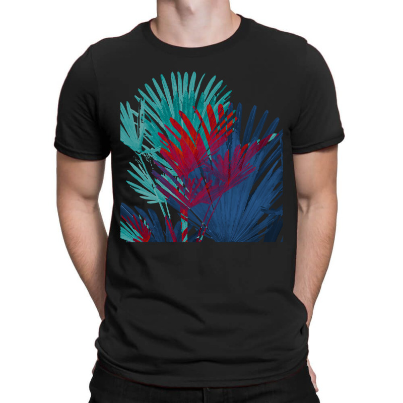 Big Palm Leaves Pattern Blue Color T  Shirtpalm Leaves Pattern Blue Co T-shirt | Artistshot