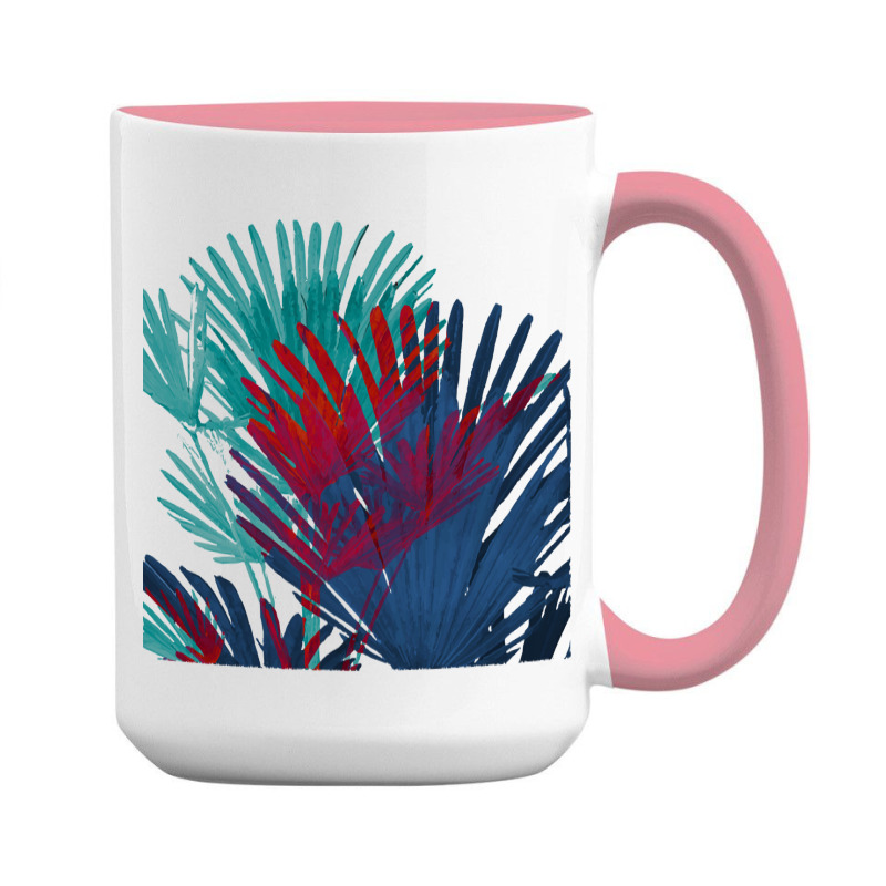 Big Palm Leaves Pattern Blue Color T  Shirtpalm Leaves Pattern Blue Co 15 Oz Coffee Mug | Artistshot