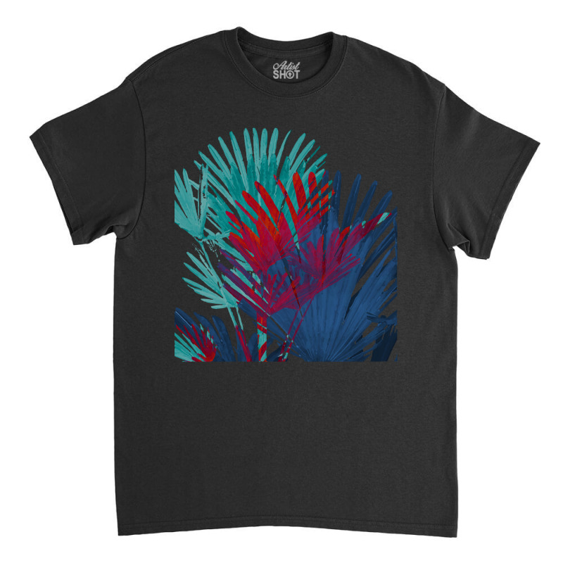 Big Palm Leaves Pattern Blue Color T  Shirtpalm Leaves Pattern Blue Co Classic T-shirt | Artistshot