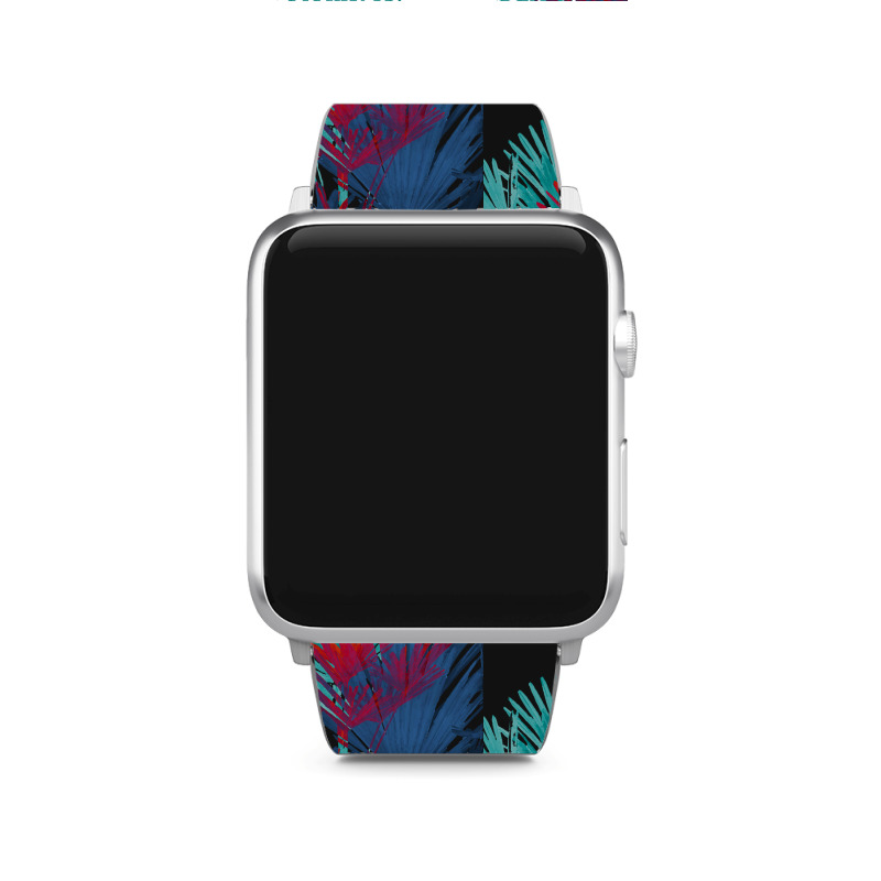 Big Palm Leaves Pattern Blue Color T  Shirtpalm Leaves Pattern Blue Co Apple Watch Band | Artistshot