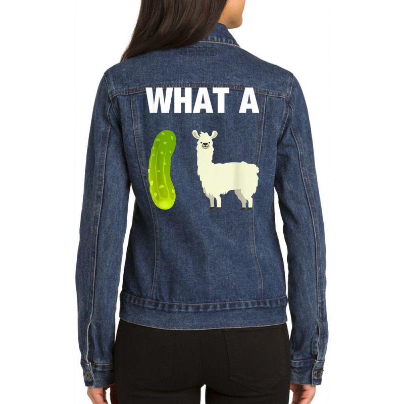 Funny Llama Lover Pun T Shirt What A Dill Llama (dilemma) Ladies Denim Jacket by adrienskradski | Artistshot