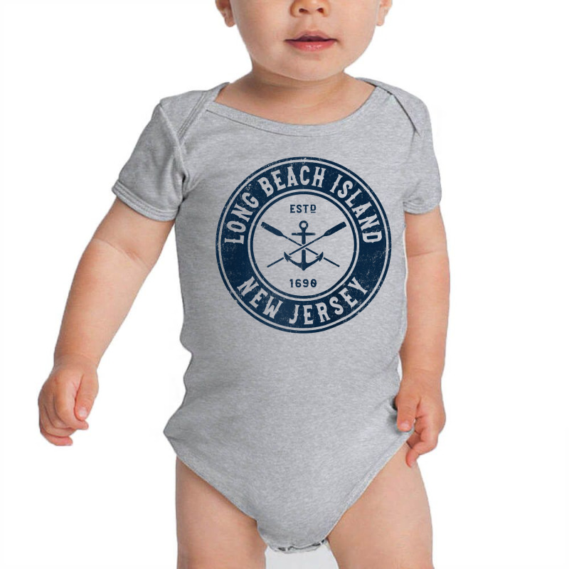 Long Beach Island New Jersey Nj Vintage Boat Anchor & Oars Raglan Base Baby Bodysuit by juleakuehneman | Artistshot