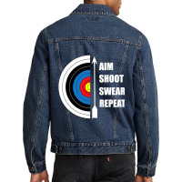 Archery Aim Shoot Swear Repeat Target Arrow Funny T Shirt Men Denim Jacket | Artistshot