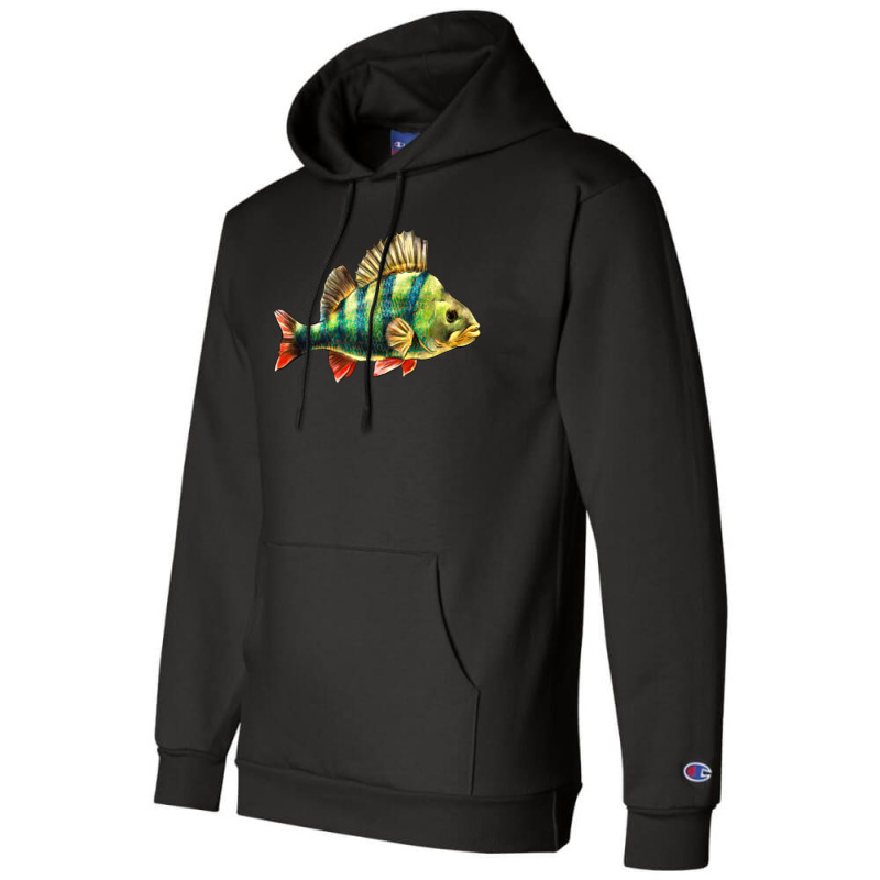 Custom Perch Fish Champion Hoodie By Lillyallendesigns Artistshot