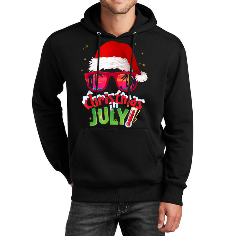 Funny Christmas In July Shirt Summer Santa Sunglasses Xmas T Shirt Unisex Hoodie | Artistshot