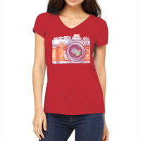 Kisspng Camera Photography Watercolor Painting Drawing Vector Painted Women's V-neck T-shirt | Artistshot