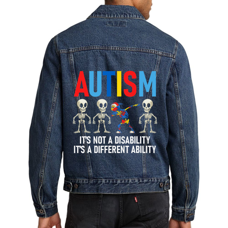 Dabbing Skeleton Not A Disability Autism Awareness Men Denim Jacket by LindsayYuha | Artistshot