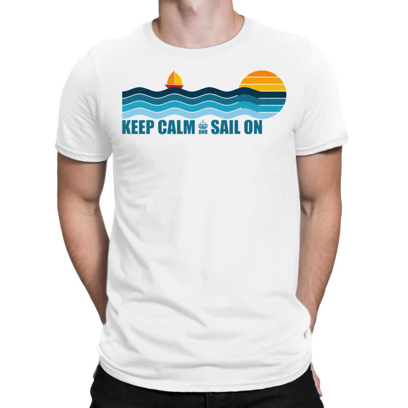 Keep Calm And Sail On   Sailing, Sailboat Retro Sunset Premium T Shirt T-shirt | Artistshot